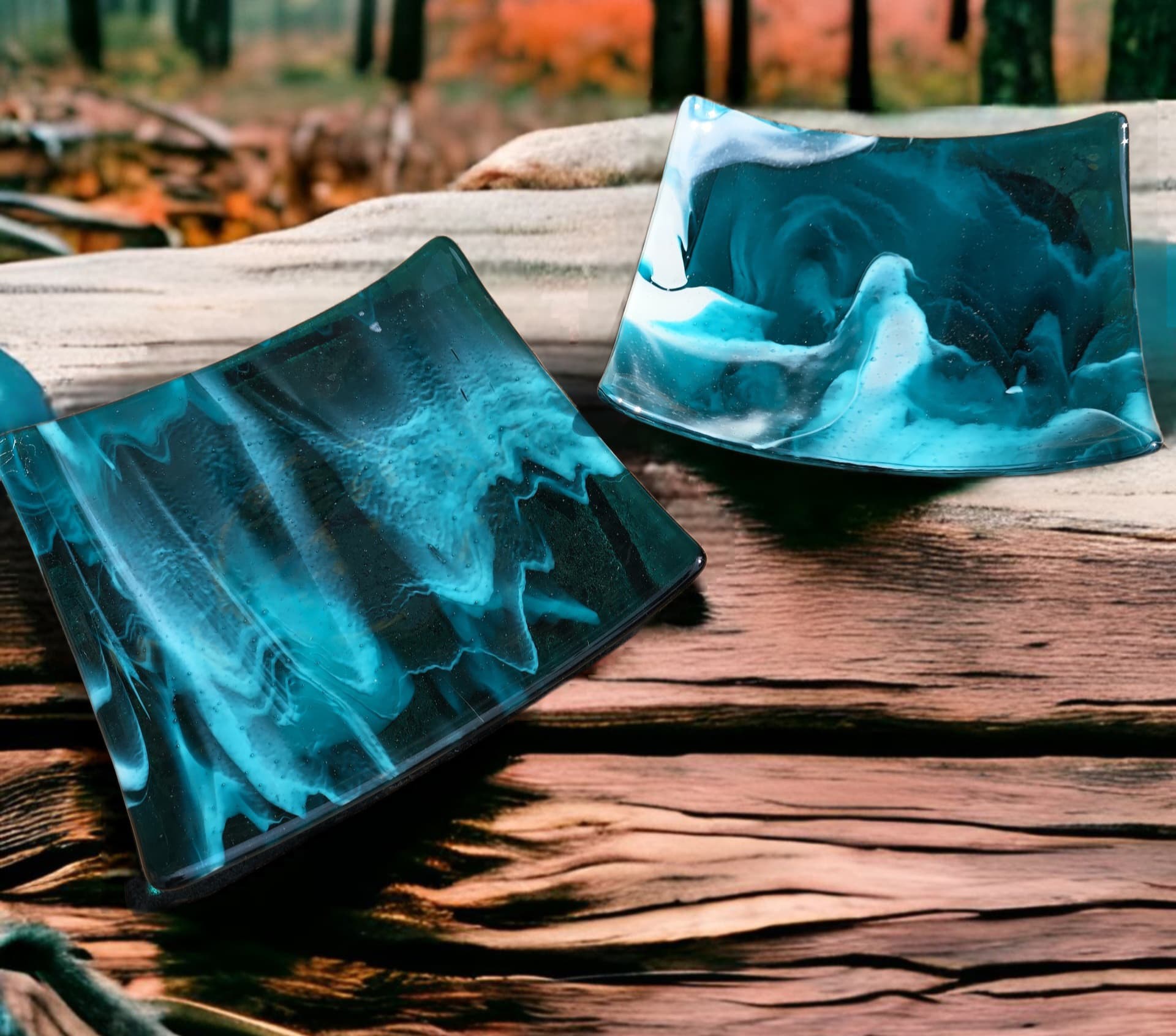 Teal 8 Inch Dish by Moss Creek Art