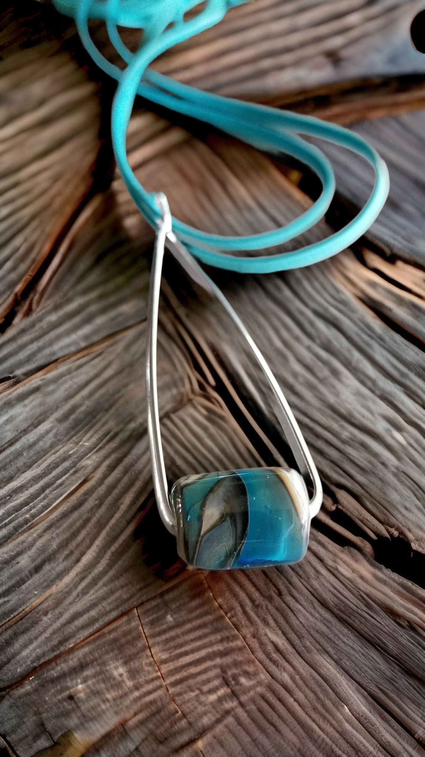 Drop Bead Sterling Pendant by Moss Creek Art