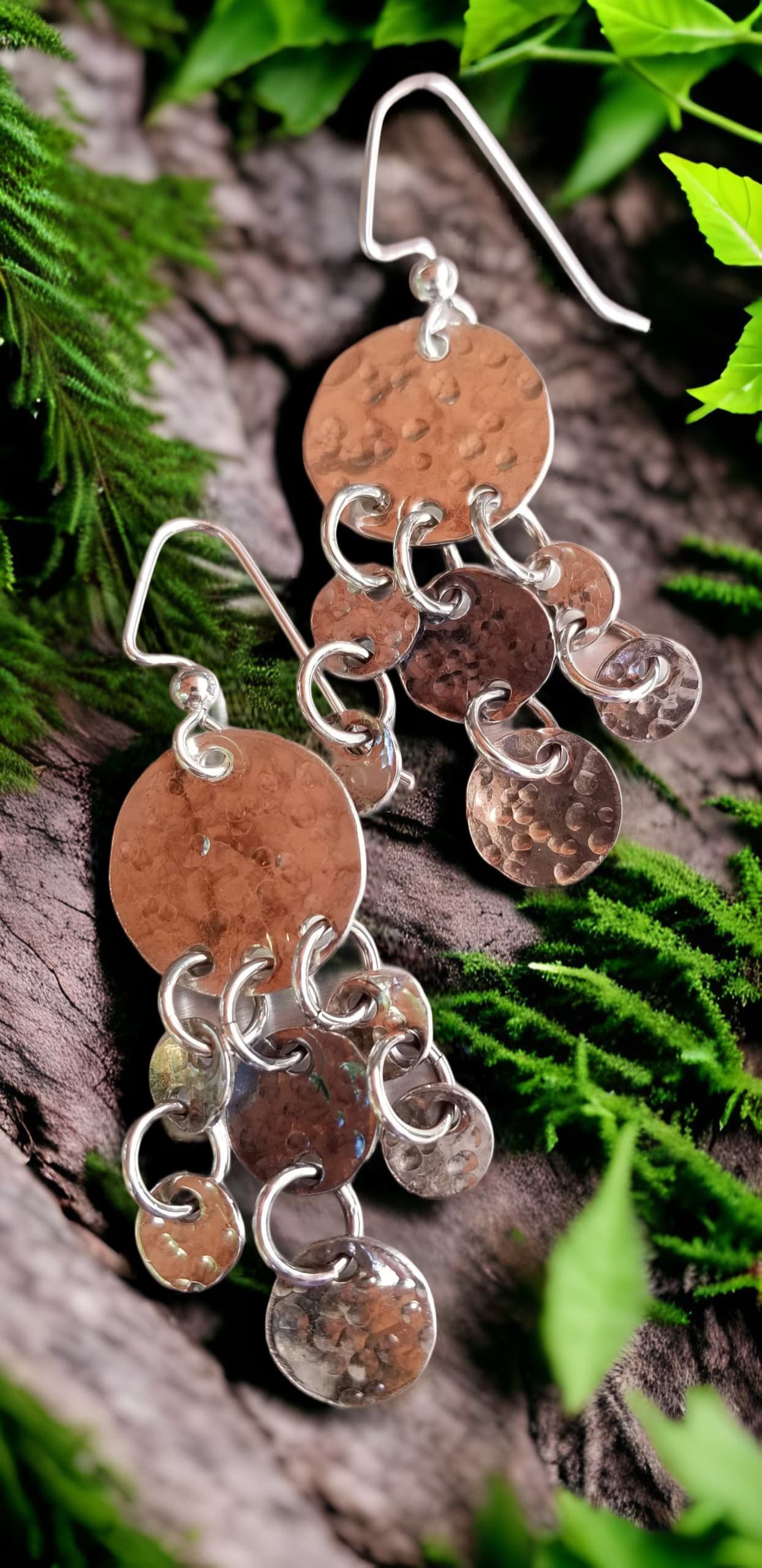 Seven Hammered Disc Earrings by Moss Creek Art