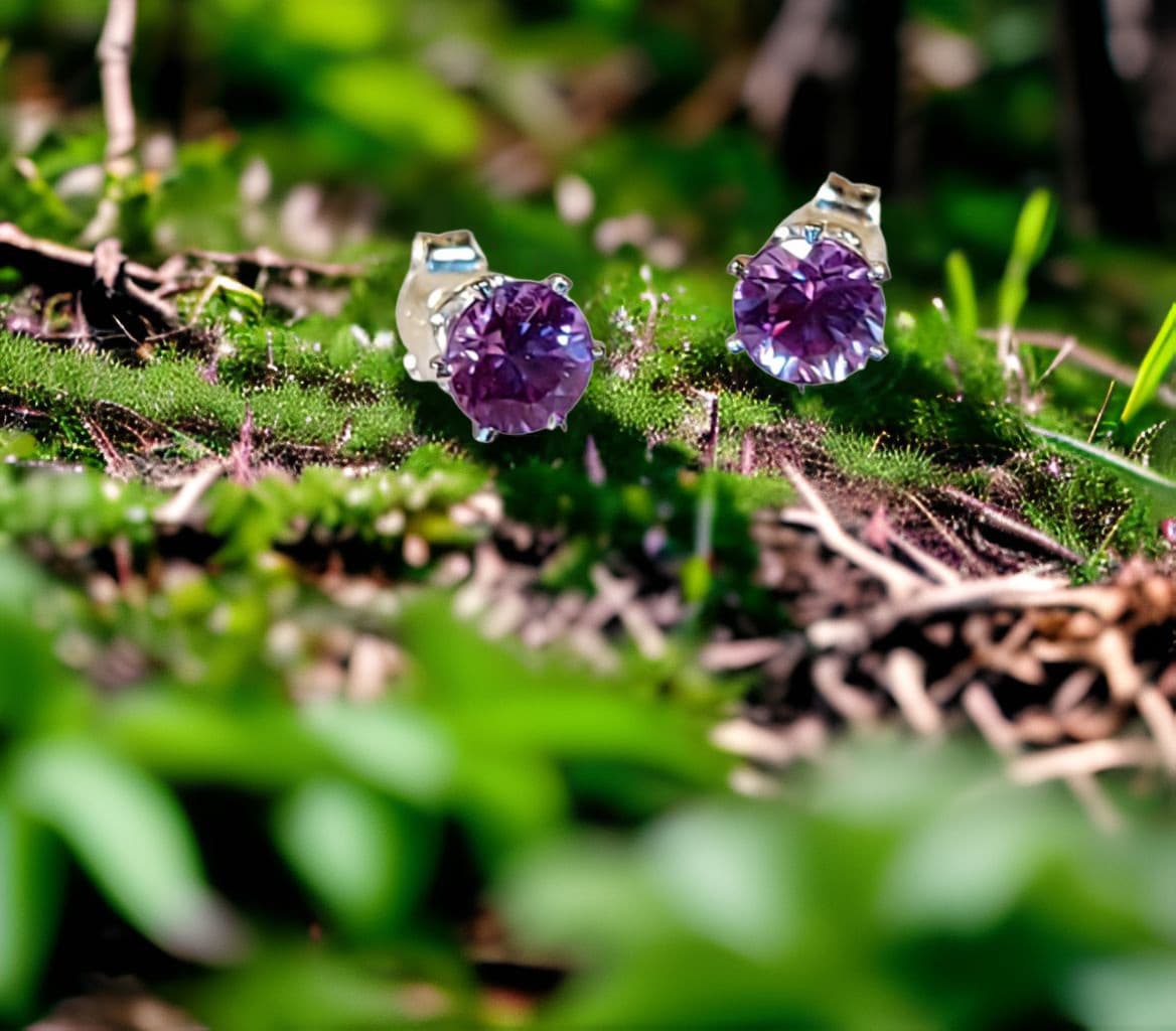 Amethyst Studs by Moss Creek Art