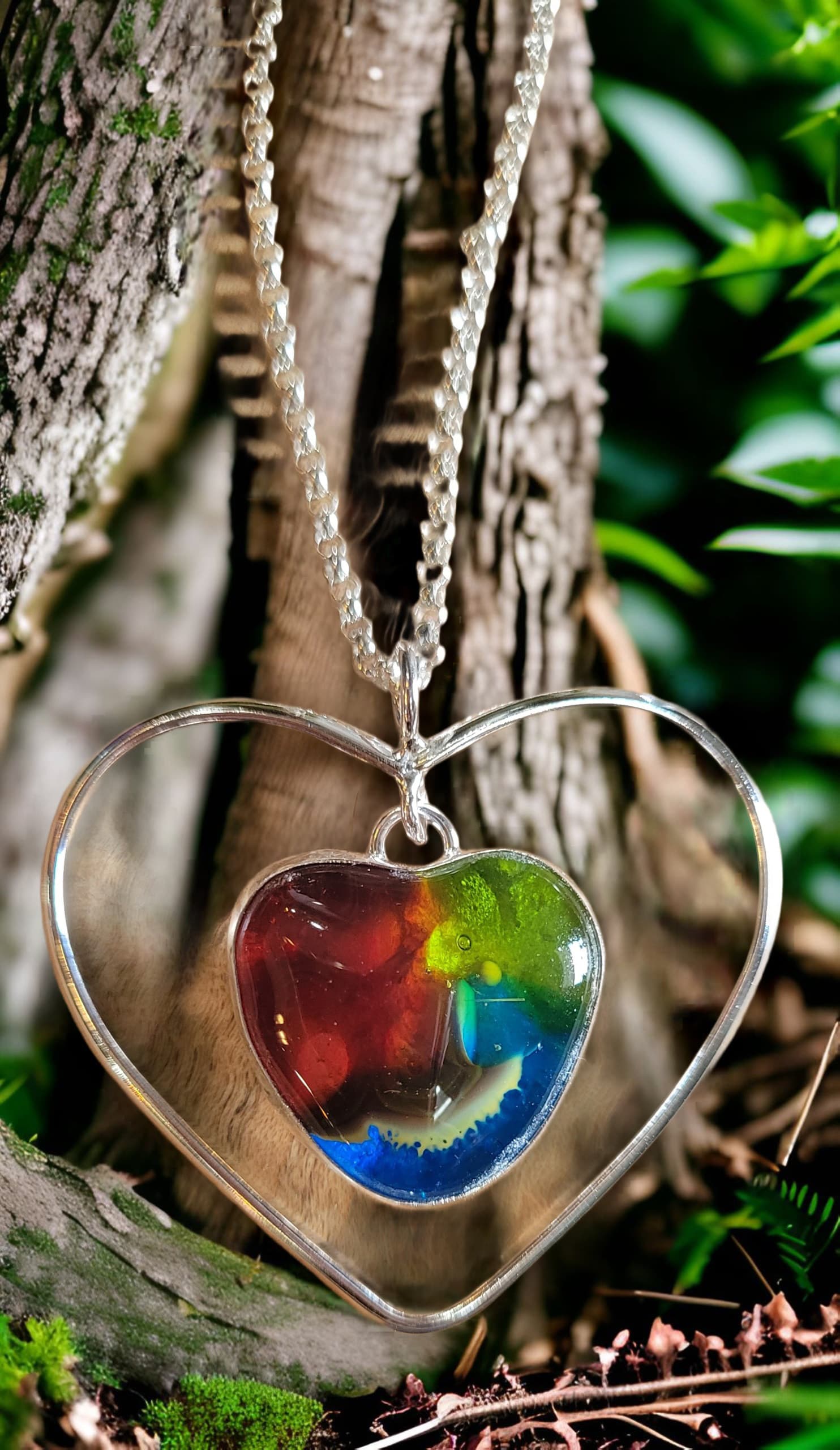 Cremation Heart in Heart Pendant by Moss Creek Art