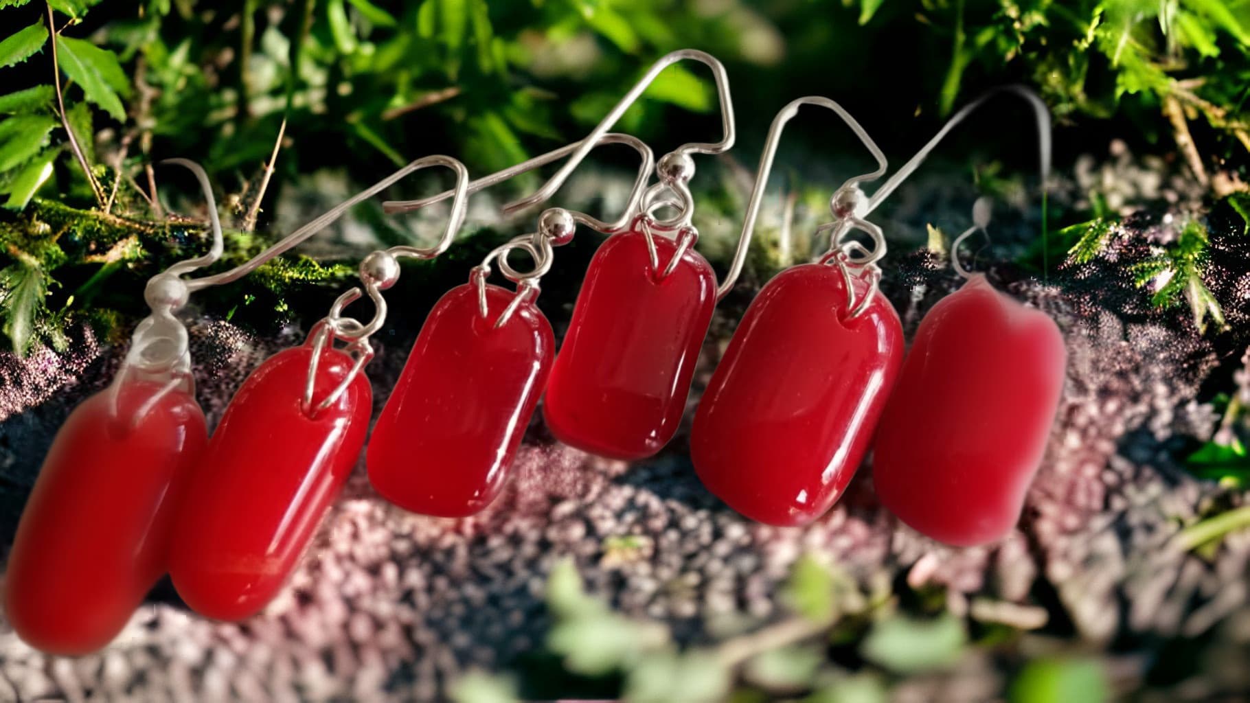 Red Kiln Fired Earrings by Moss Creek Art