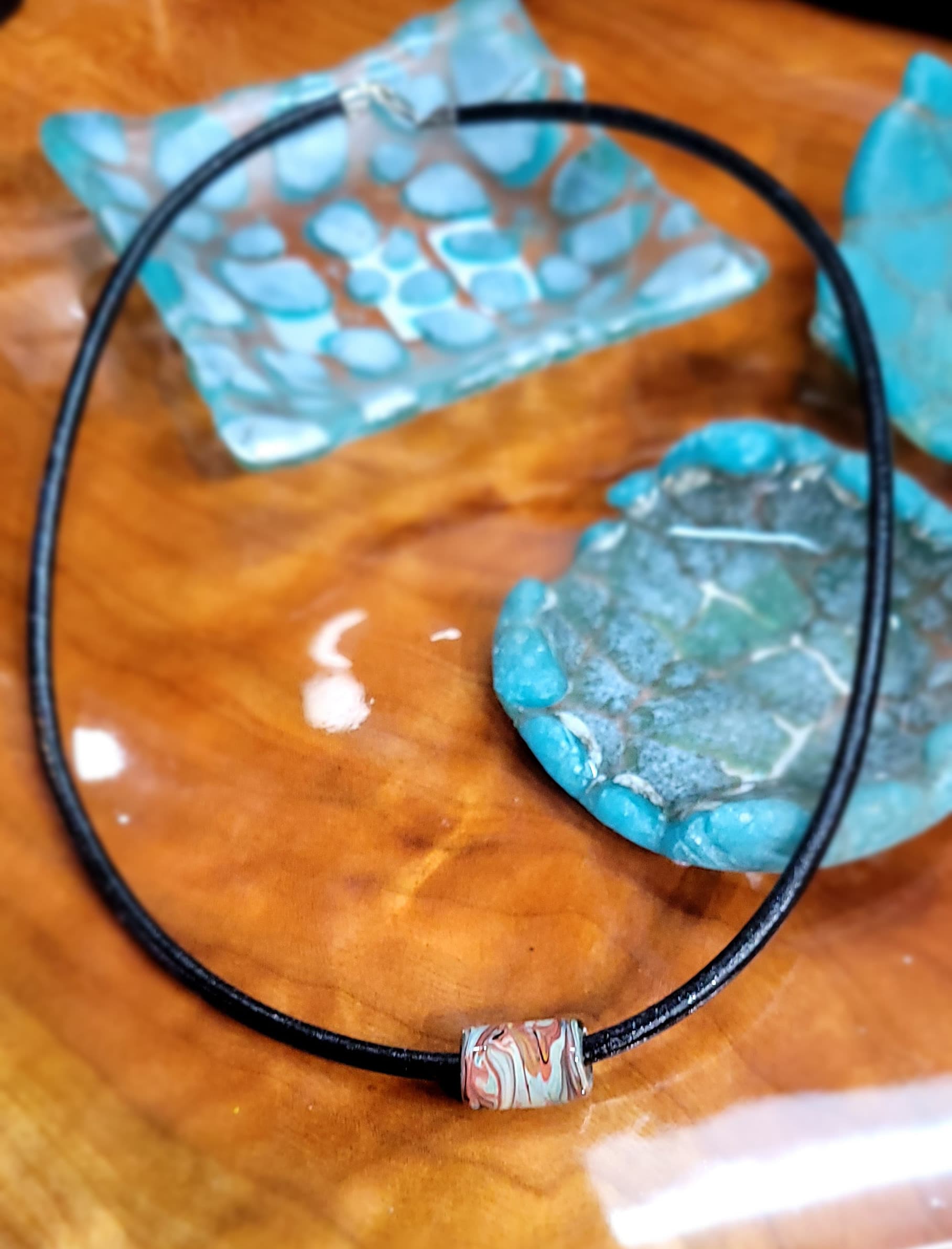 Long Bead Necklace with Sterling or Leather by Moss Creek Art