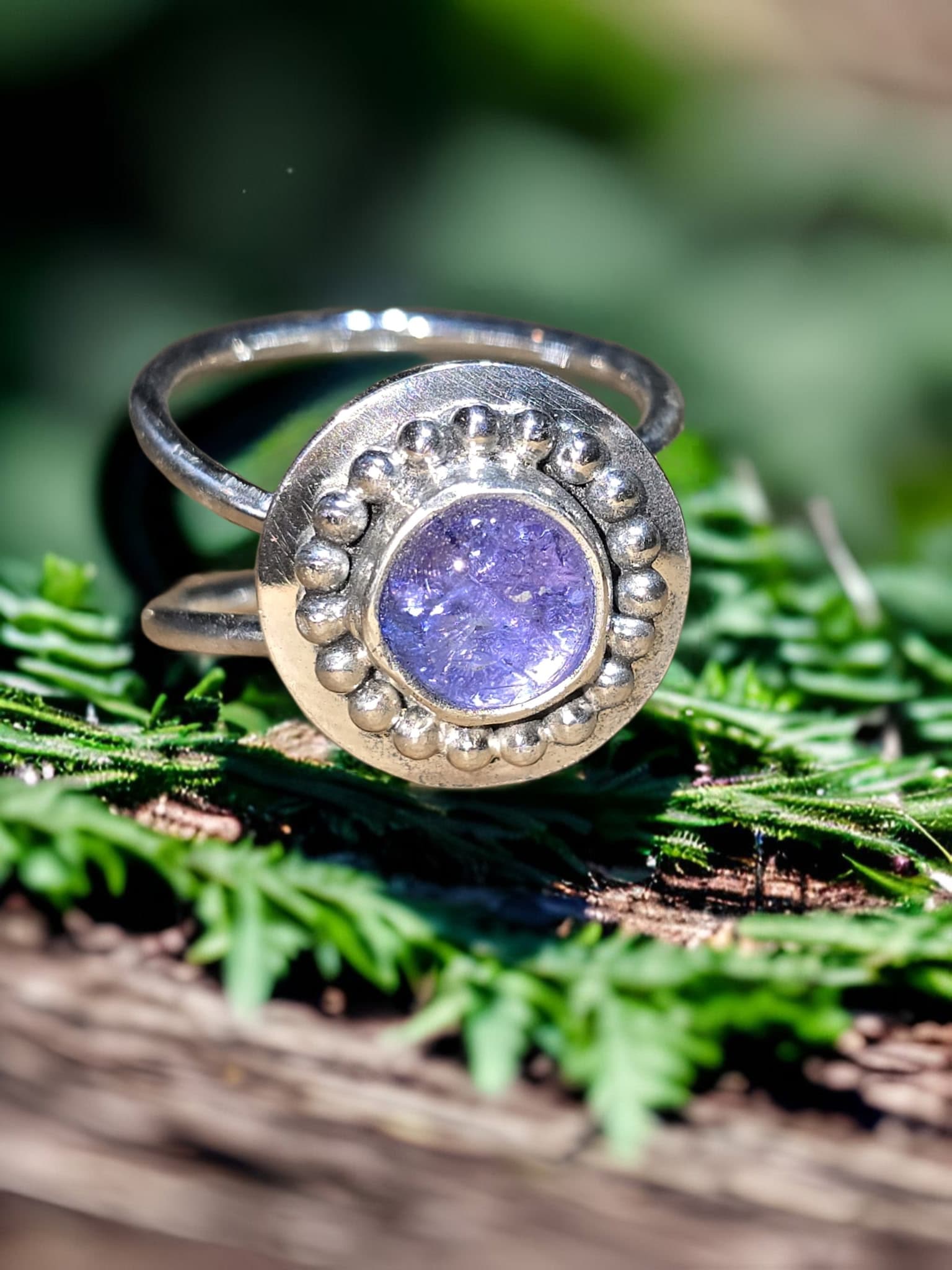 Small Bead Cremation Ring by Moss Creek Art
