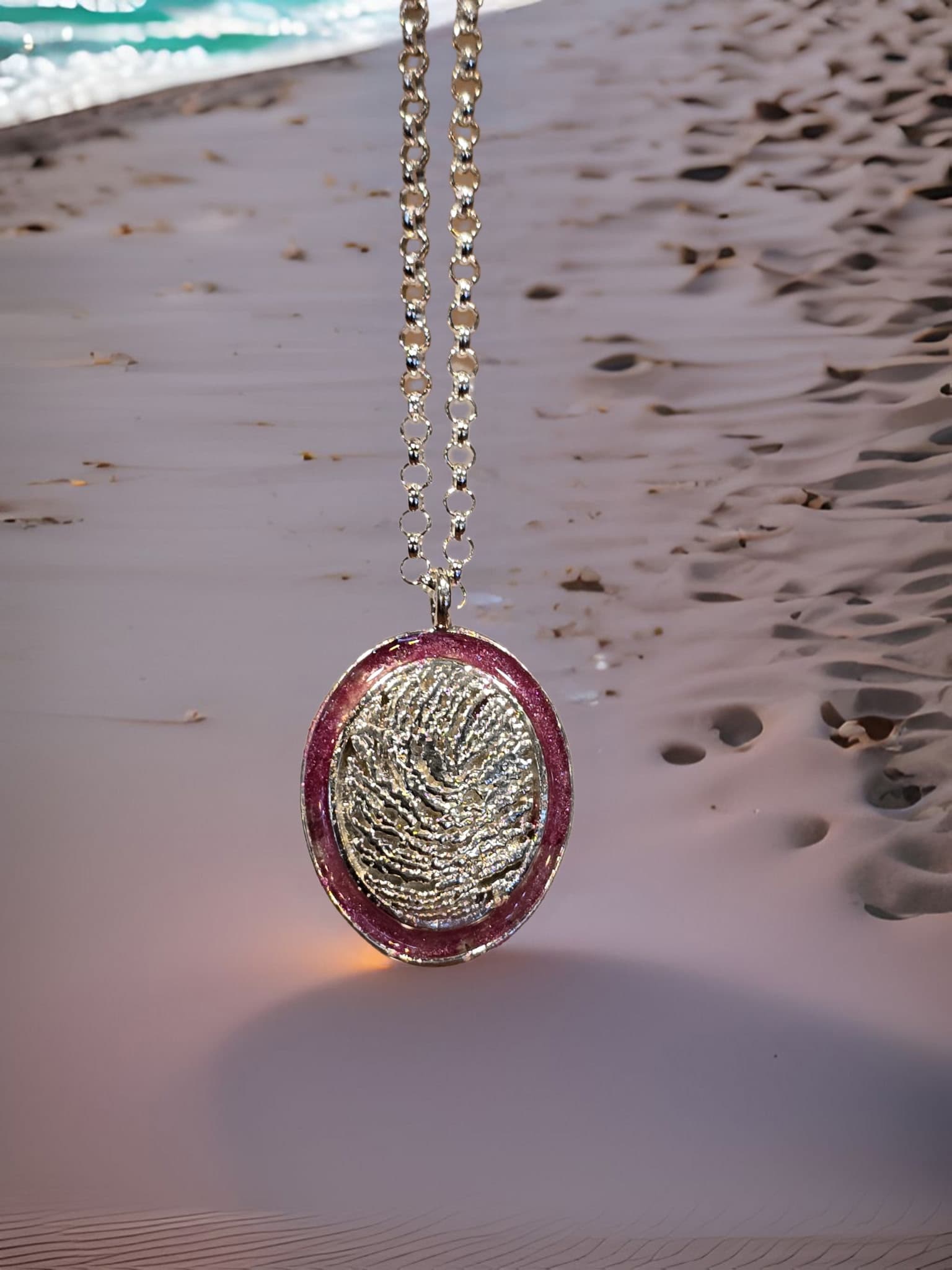 Cremation Oval Fingerprint Pendant by Moss Creek Art