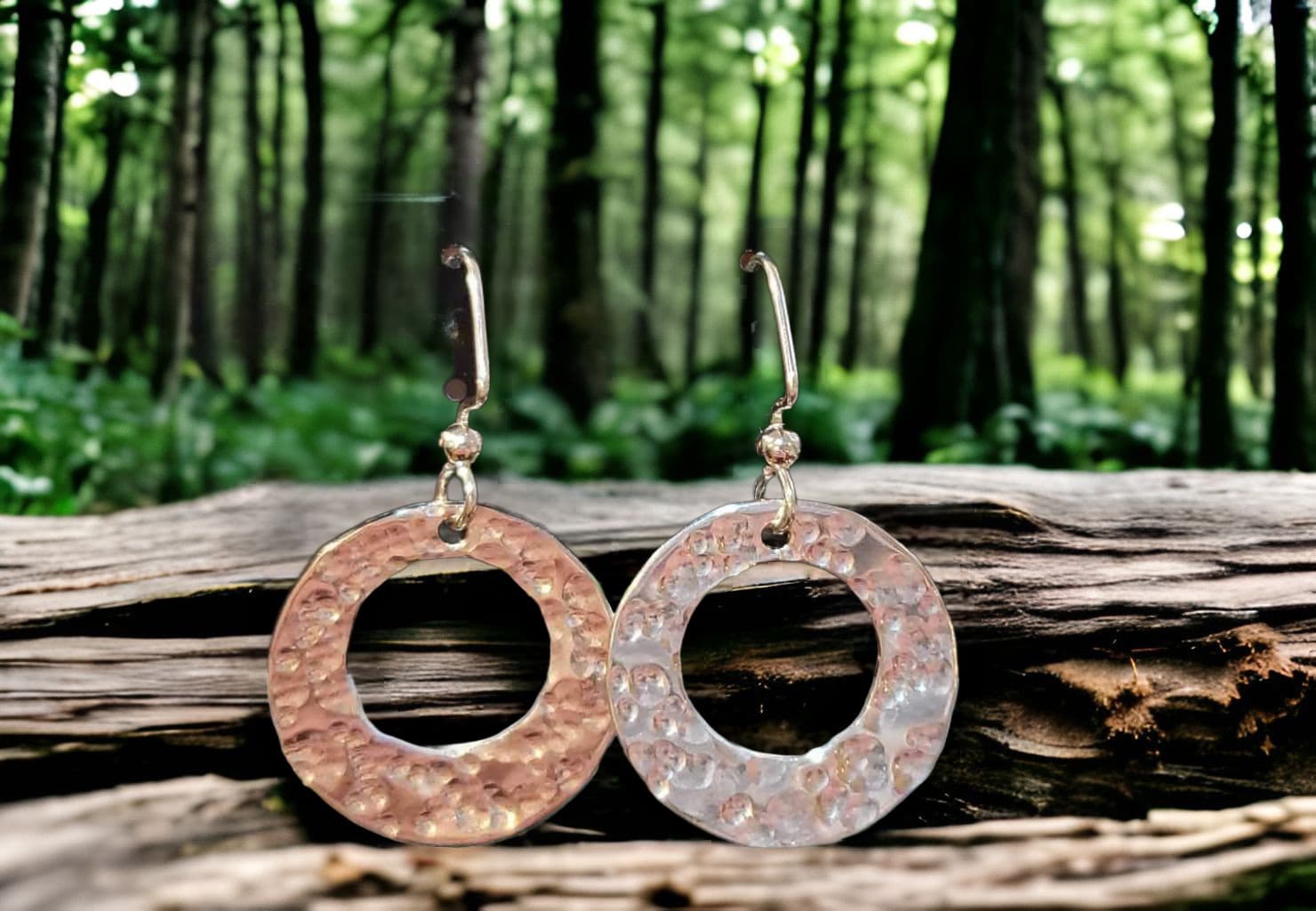 Hollow Hammered Disc Earrings by Moss Creek Art