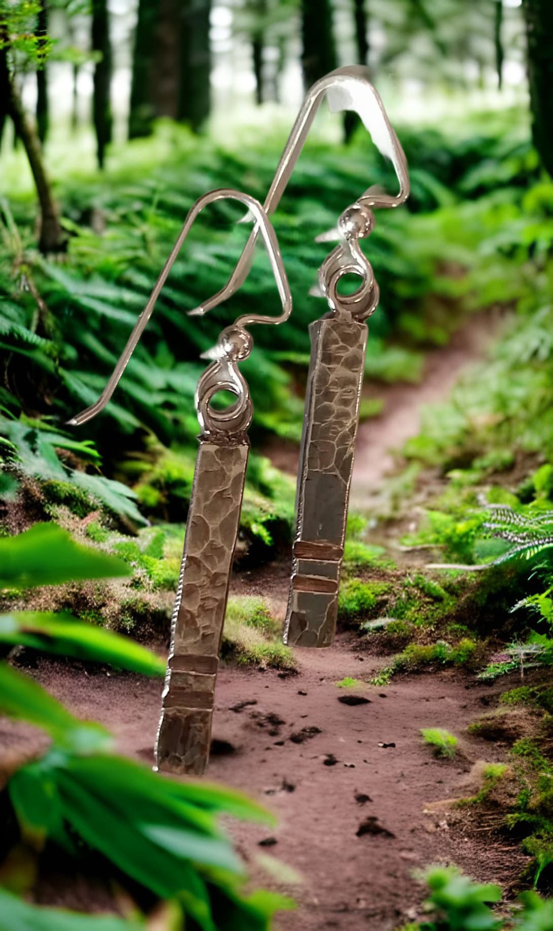Two Bar Hammered Earrings by Moss Creek Art