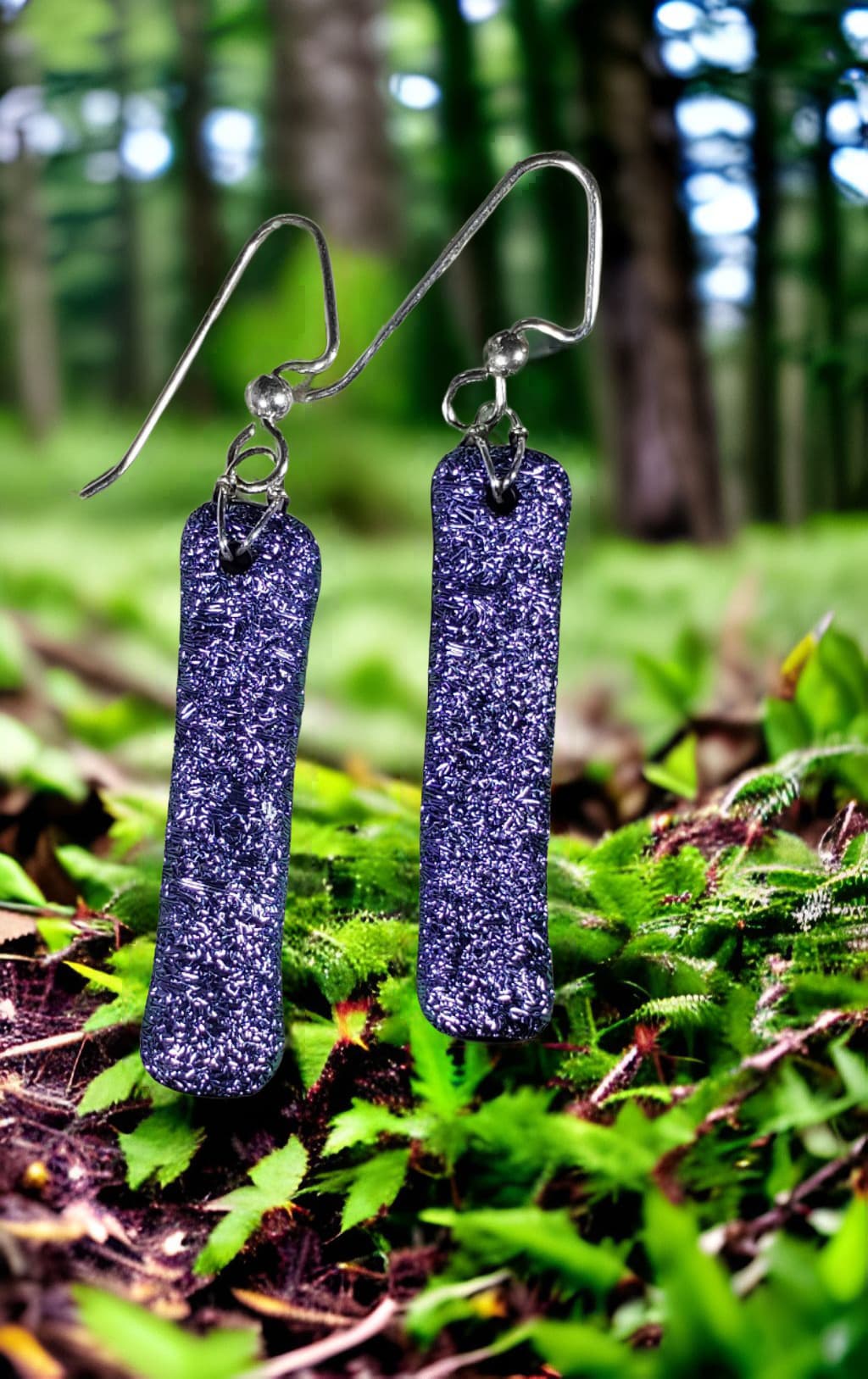 Purple Dichroic Earrings by Moss Creek Art
