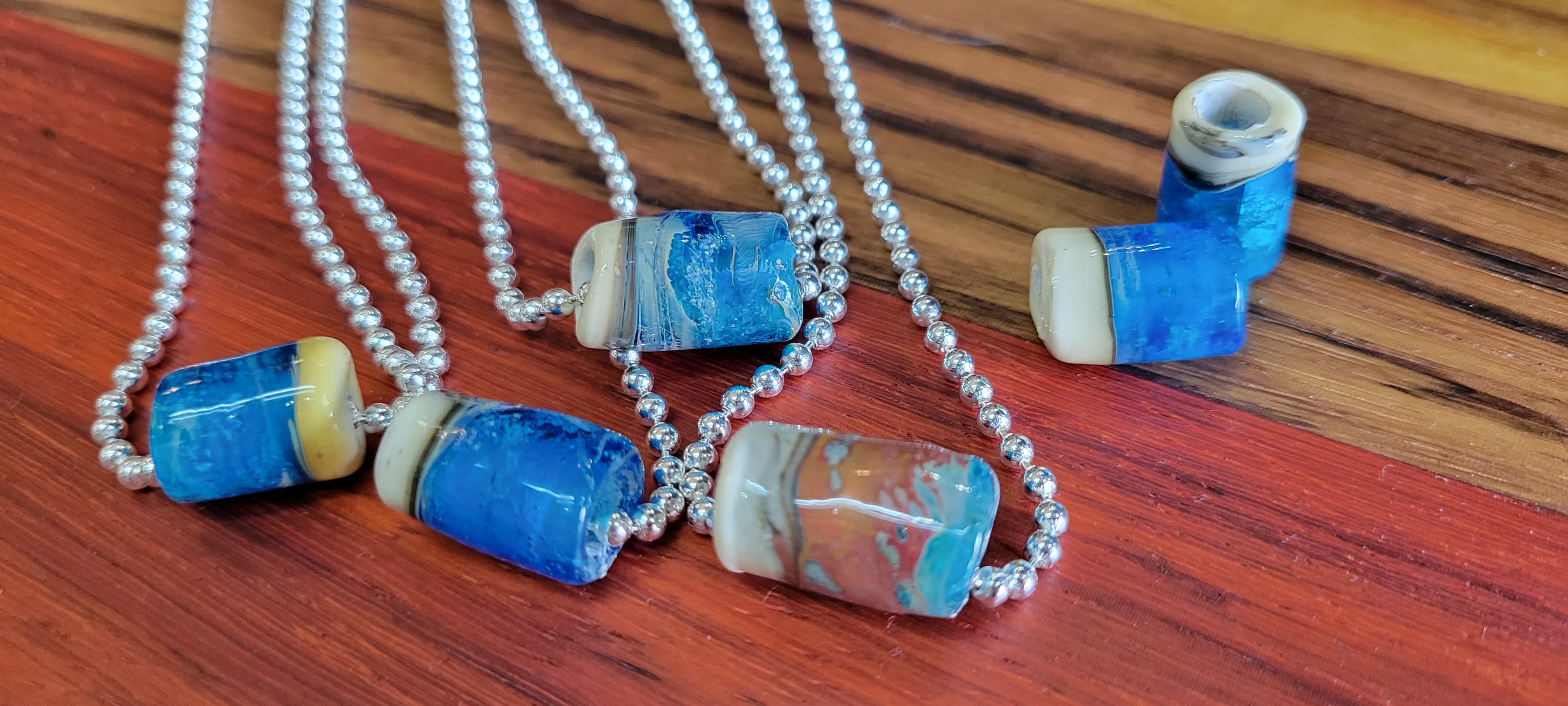 Long Bead Necklace with Sterling or Leather by Moss Creek Art