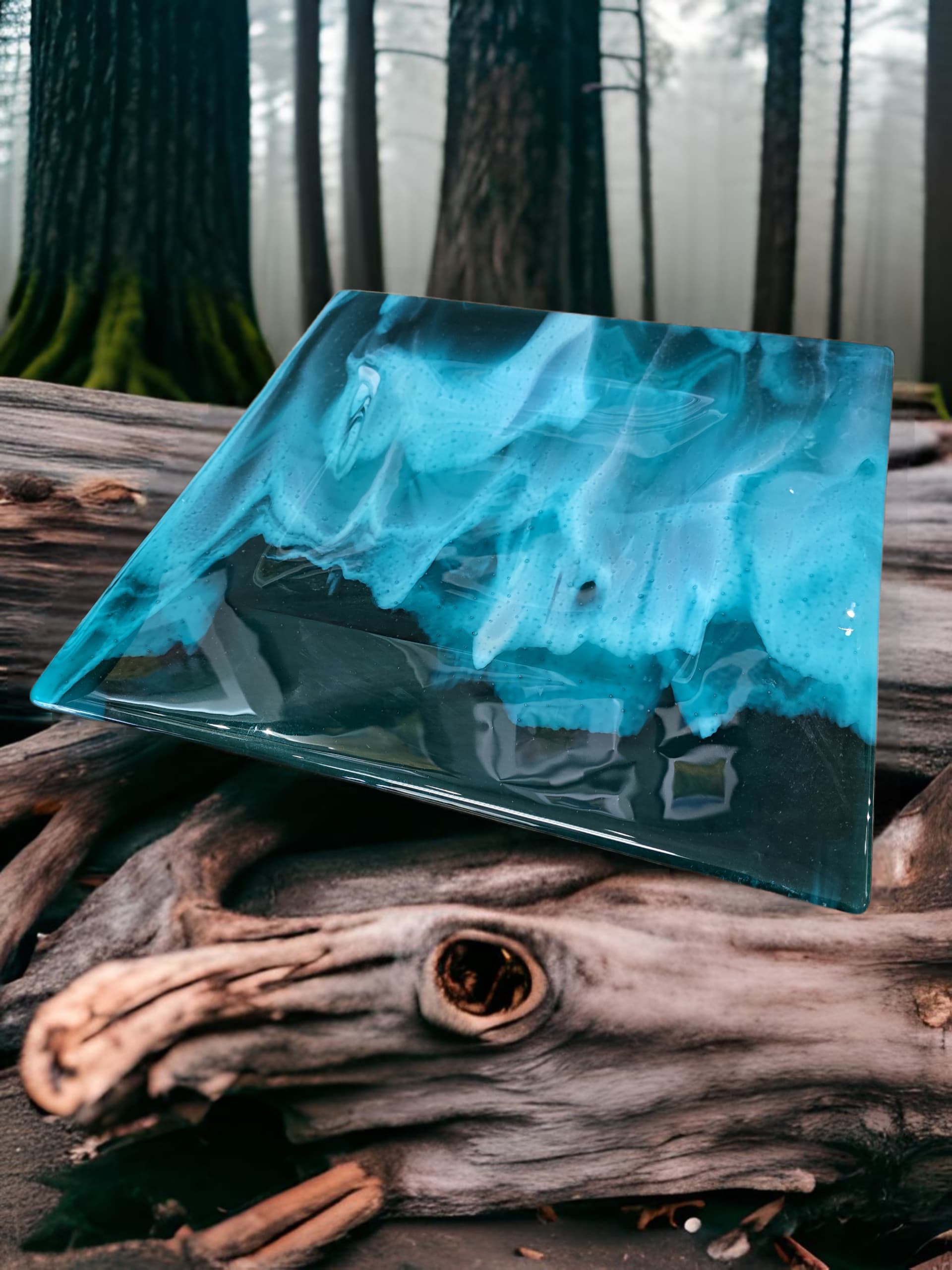 Teal Serving Dish 15 inches by Moss Creek Art