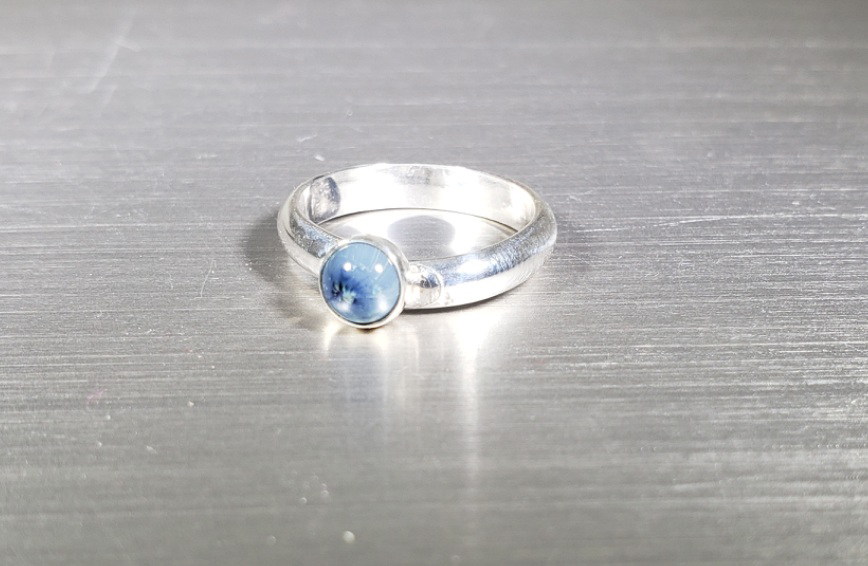 Cremation Kiln Fired Simple Blue Sterling Ring – Moss Creek Art